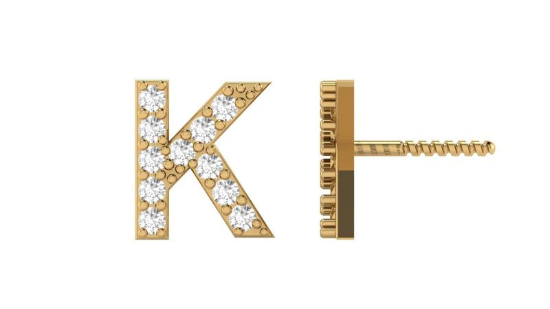K Letter Alphabets Studs Earrings