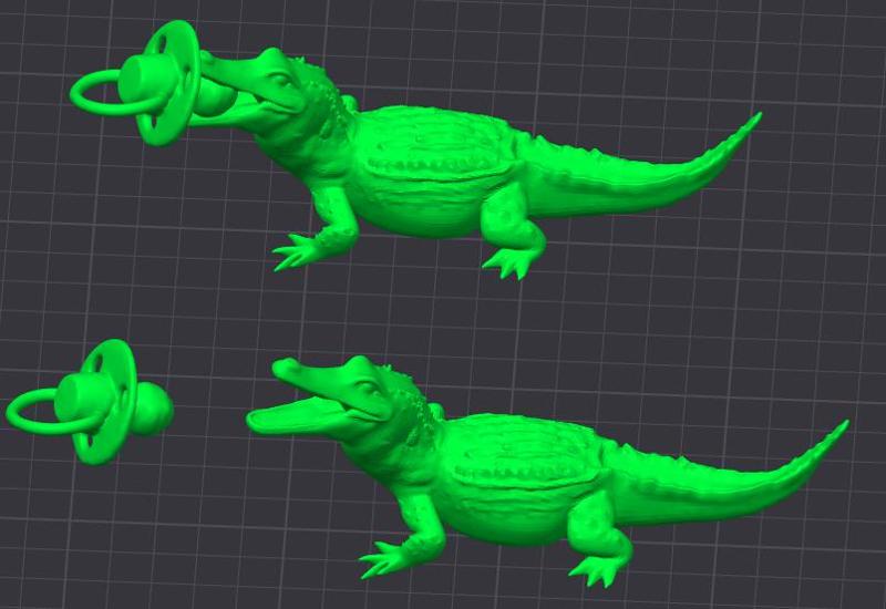 Baby Croc with Pacifier- Cute Alligator- Binkey- Crocodile- Pacifier- 3 Models