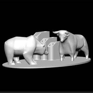 Stock Markets Bull Vs Bear Battle 3d model stl file