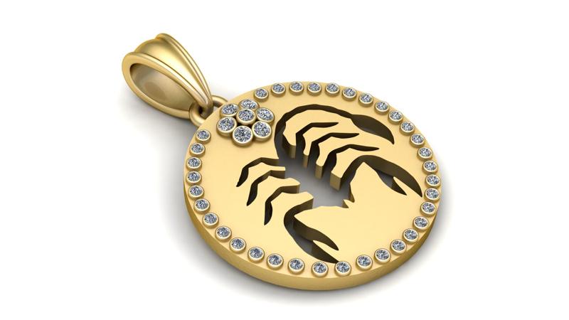 Zodiac Scorpio Pendant PANDANT 3D PRINTABLE MODAL