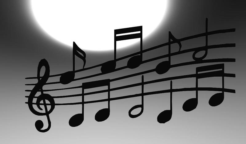 Line Art Drawing - Musical Staff with Notes