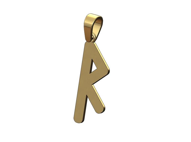 Raidho viking runes initials alphabet pendant charm bail 3D print model