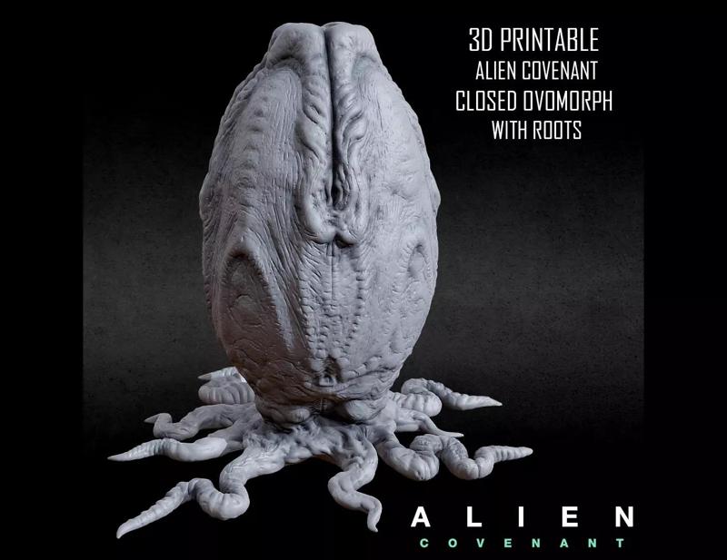 3D PRINTABLE ALIEN COVENANT CLOSED EGG WITH ROOTS