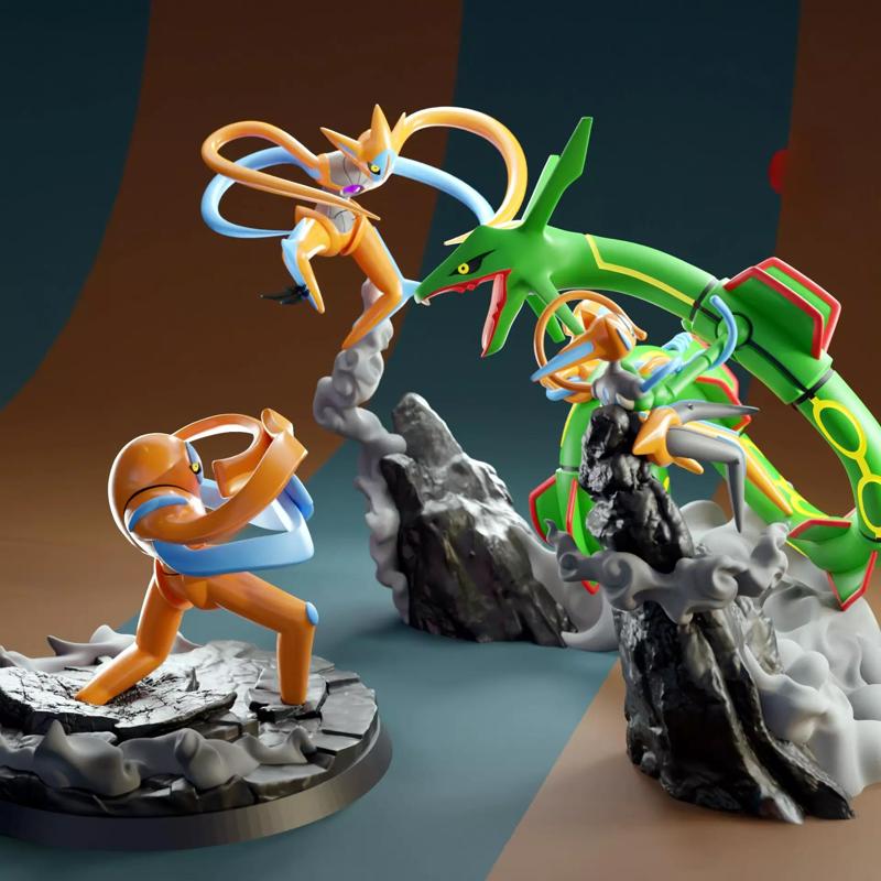 Pokemon Battle Diorama Deoxys Vs Rayquaza