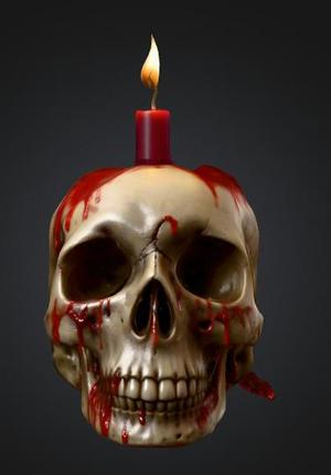 Halloween Skull w/ Candle