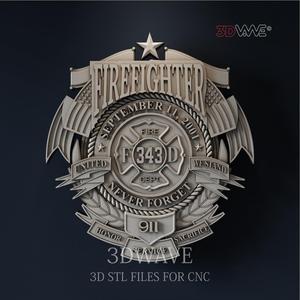 FIREFIGHTER BADGE 3d stl files for CNC