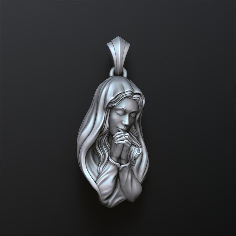 Saint Holy Virgin Mary Pendant 3D print model