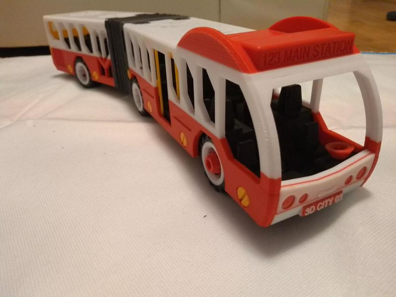 Articulated city bus toy - the long version - fully 3d printable