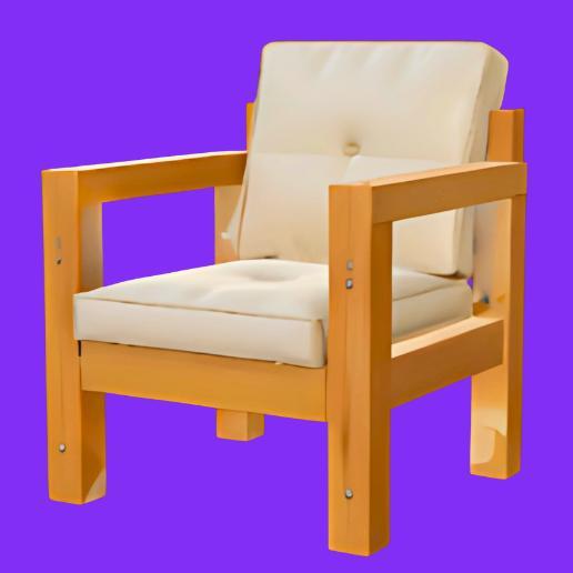 Sturdy Wooden Armchair with Cushions