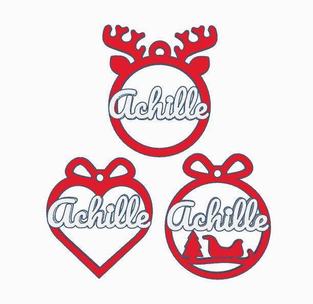 3 x Achilles, personalized Christmas tree ball, christmas