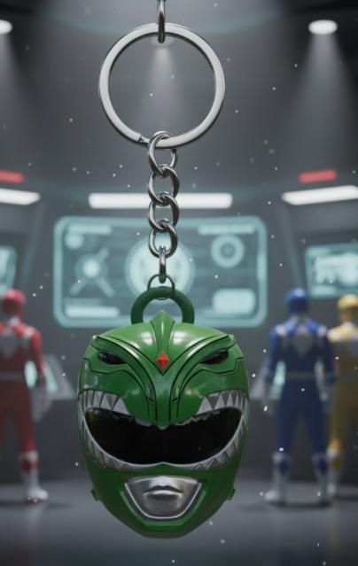Green Ranger Helmet Keychain - Mighty Morphin Dragon Power - Power Rangers - Ready to Print