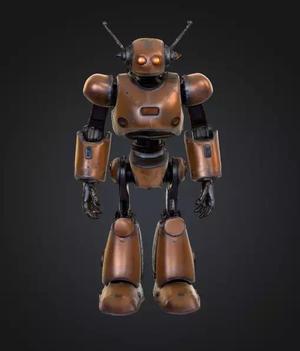 Retro Sci-Fi Robot Low-Poly Game Ready PBR 3D Model