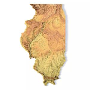 Illinois Topographic Map STL Model
