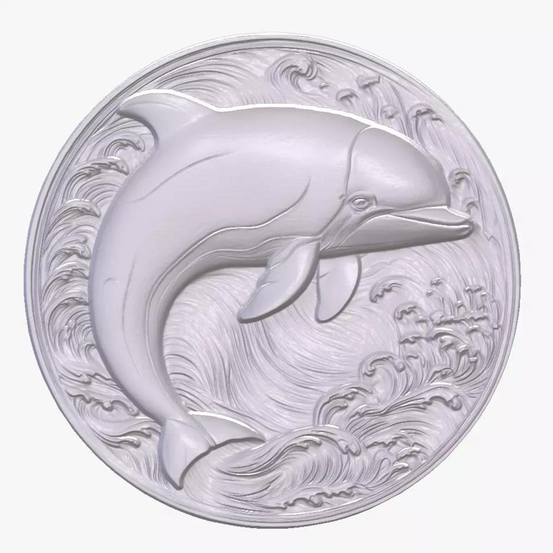 Porpoise Fish 3 basrelief for 3D printing