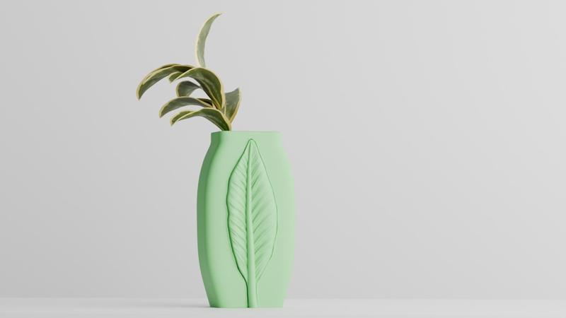 Calma Leaf Vase - Minimalist Botanical Vase with Leaf Relief