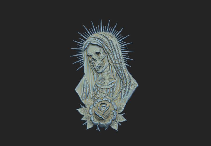 skull church aura Maria born cross medal  rose die
