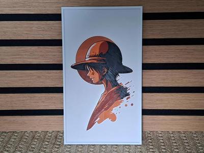 Luffy in a simple White Red Orange