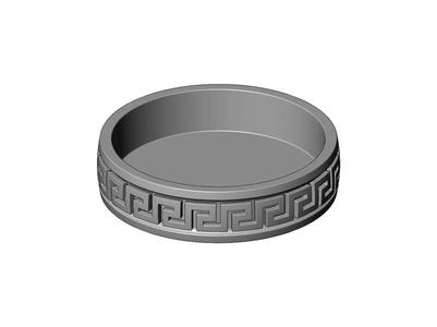 Vintage greek key pattern carved dish and bowl
