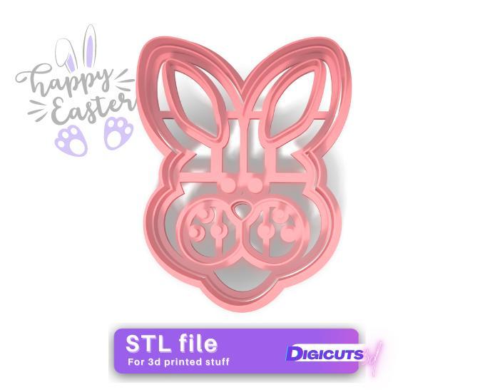 Easter rabbit big face cookie cutter STL file