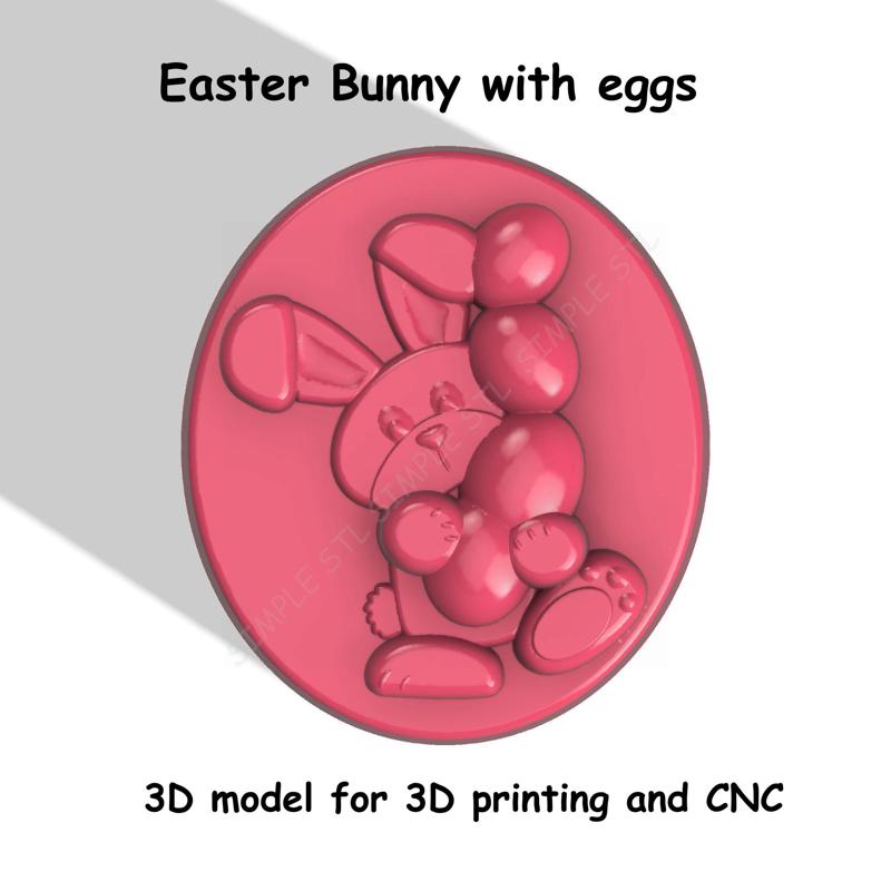Easter Bunny with eggs Stl File