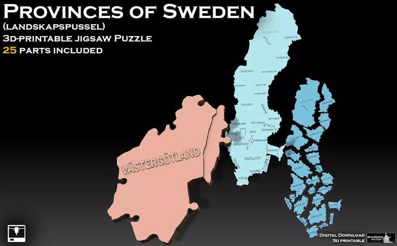 Jigsaw Puzzle Provinces of Sweden