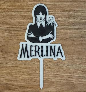 Merlina and Fingers cake topper