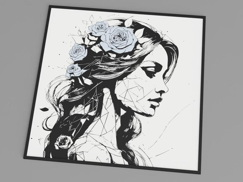 Girl with Roses – Wall Decoration V2