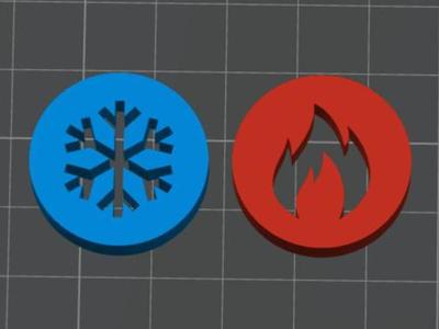Hot Cold signs for the shower