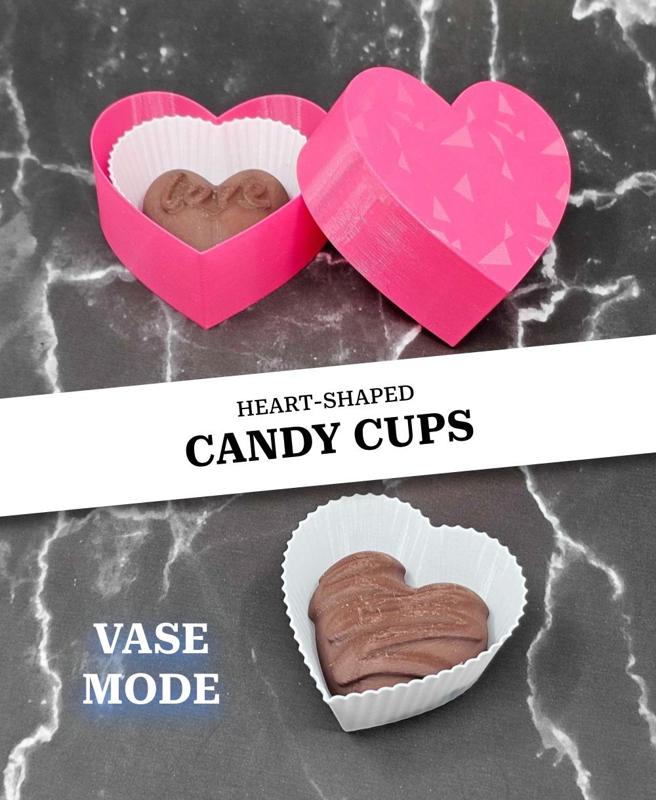 Heart-shaped candy cups (Spiral vase mode) | #Valentines chocolates
