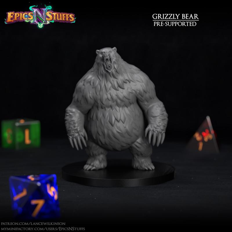 Grizzly Bear Miniature - pre-supported