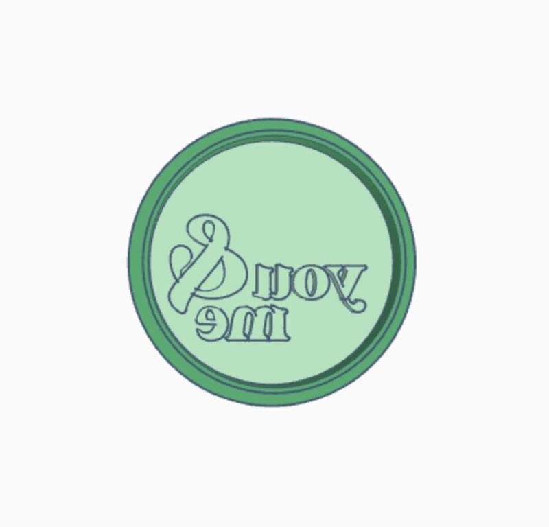 You & me typographic emboss, round cookie cutter