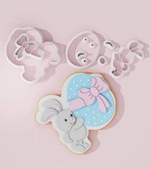 Bunny With Egg and Bow #1 Cookie Cutter