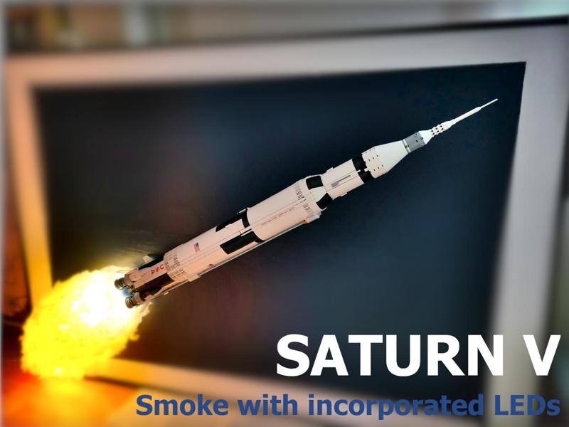 Lego Saturn V blast off into a work of art