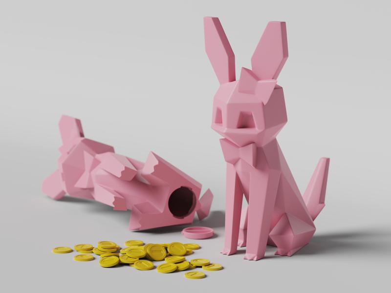 Low-poly Sylveon - Piggy Bank