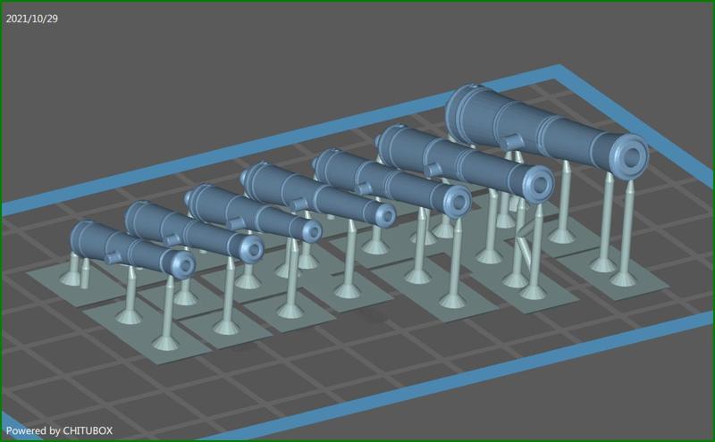 Guns and Carriages for 17th and 18th Century Sailing Ships (English and French)