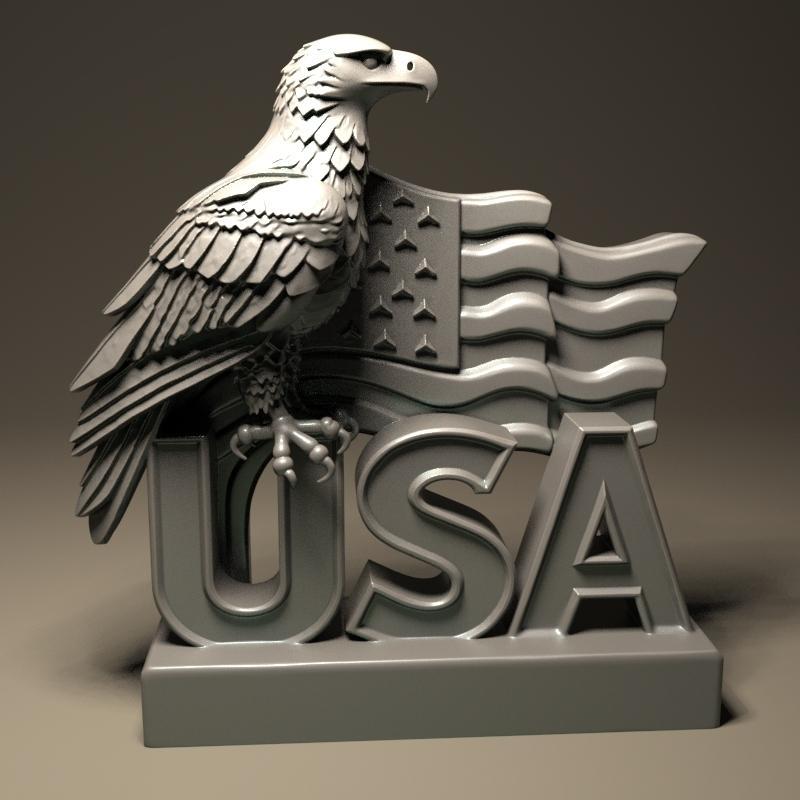 Majestic USA Eagle with Flag – 3D Printable Patriotic STL Model
