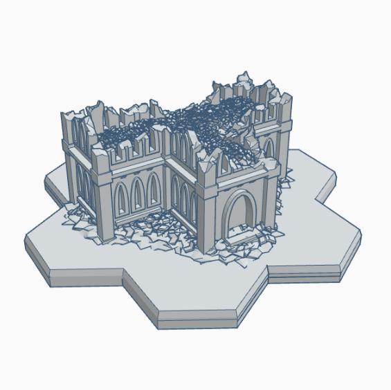 Gothic Ruined Building 6 with Hex Base GRHB006