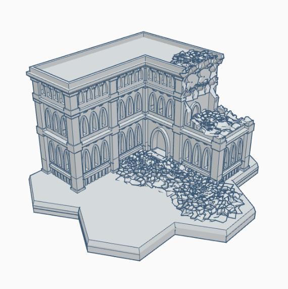 Gothic Ruined Building 14 with Hex Base GRHB014