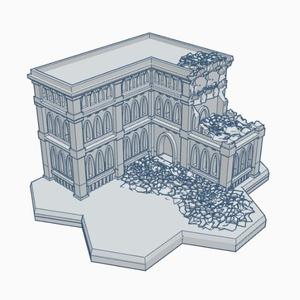 Gothic Ruined Building 14 with Hex Base GRHB014
