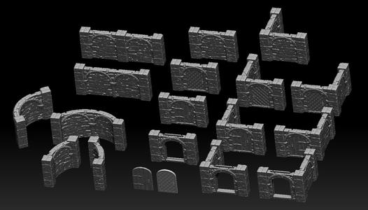 Dungeon stone wall set - Support less