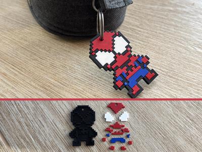 8-bit Spiderman Multipart Keychain – Easy No-Glue Assembly