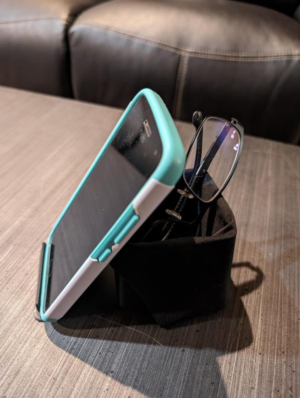 Eyeglass/phone holder - with single compartment