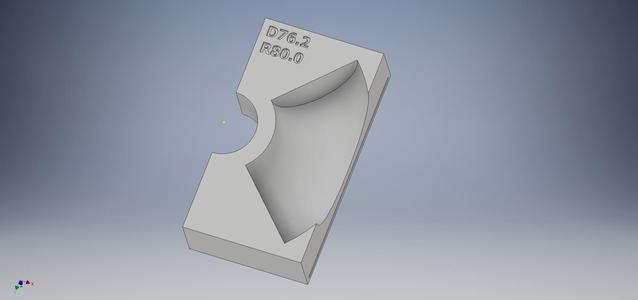 3d print file for 3" 76mm Radius 80mm X-pipe cutting fixture.