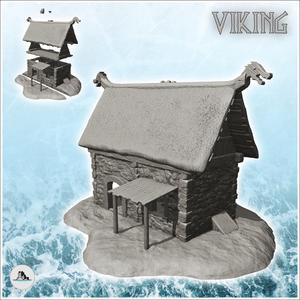 Viking storage shed with thatched roof, canopy and basement (12) - Alkemy Lord of the Rings War of the Rose Warcrow Saga