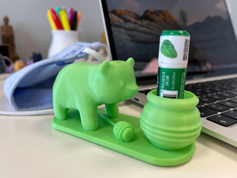 Bear cub lipstick holder