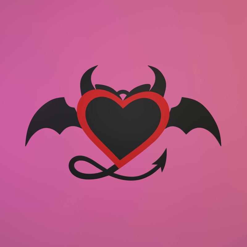 keychain heart devil