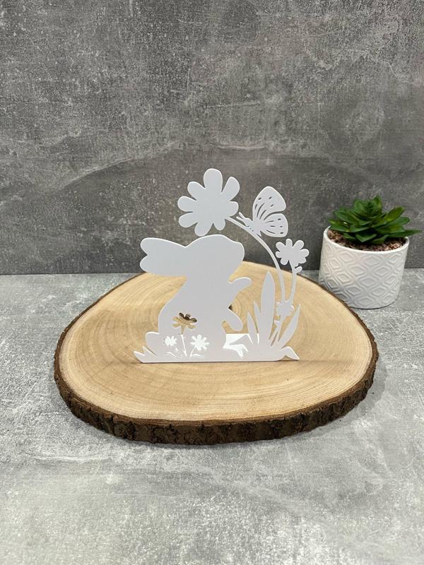 Easter Bunny with Floral, Butterfly and Stand / Osterhase mit Blumen, Schmetterling und Ständer