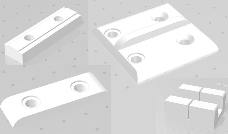 IKEA VIDGA RAIL connecting and mounting brackets and rail cutting guide tool.