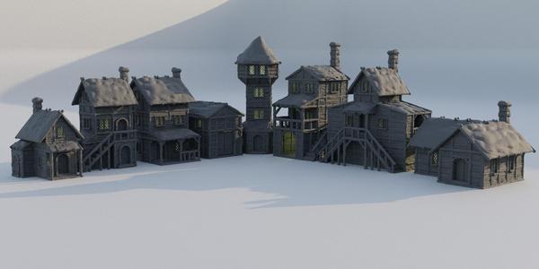 Winter Forest Village - Tabletop Terrain - 28 MM