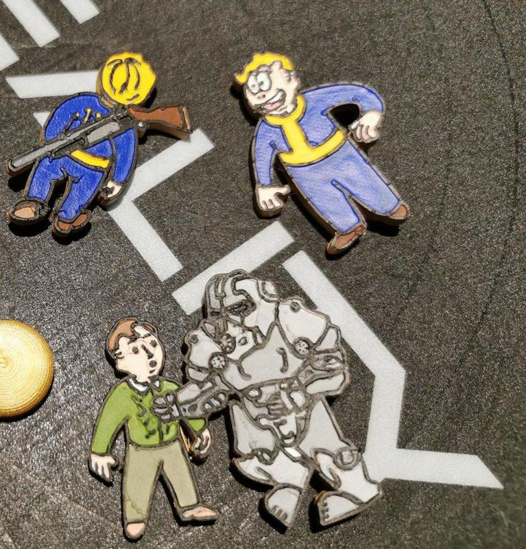 Fallout 4 Perk Pins with mount for Safety Pin